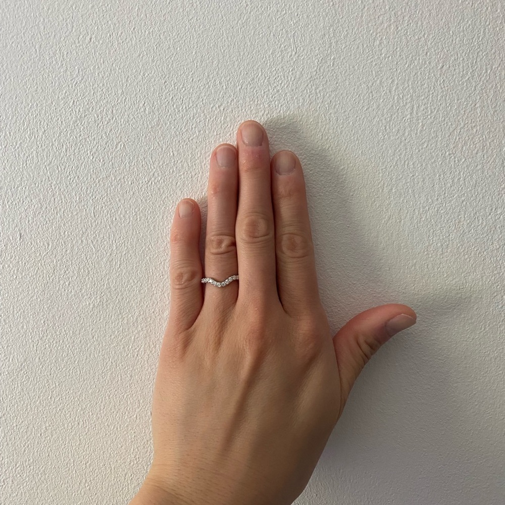 Curved Moissanite Halfeternity Stackable Ring Band - image 2